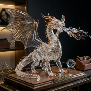 Handcrafted Crystal Glass Dragon Decorative Sculpture